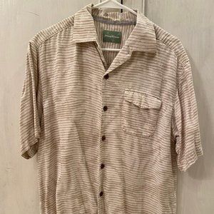 Tommy Bahama beige short sleeve button down shirt